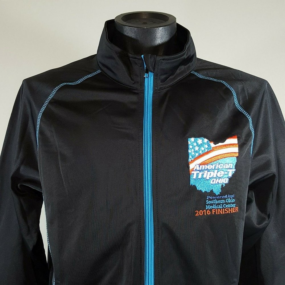 New American Triple T Triathlons Ohio Jacket Black Full Zip 2016 Finisher Sz L*